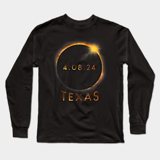 North America Total Solar Eclipse 2024 Texas Usa Long Sleeve T-Shirt